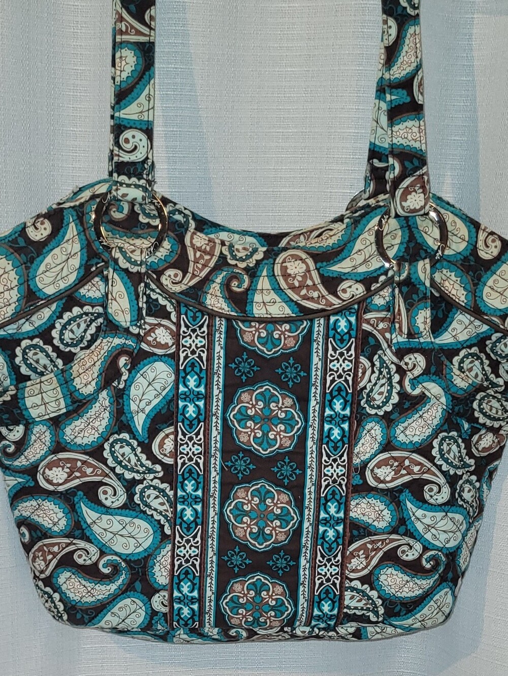 Marie Osmond Collection by Giftcraft Paisley Tote Bag in Teal and Brown